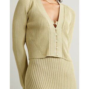 Cult Gaia Cream Ribbed Cardigan
